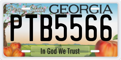 GA license plate PTB5566