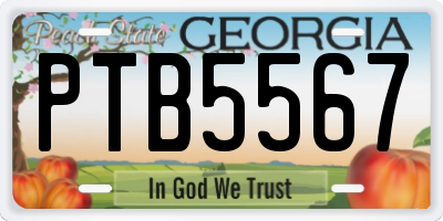 GA license plate PTB5567