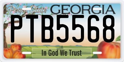 GA license plate PTB5568