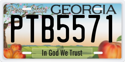 GA license plate PTB5571