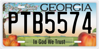 GA license plate PTB5574
