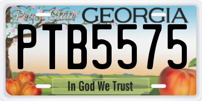 GA license plate PTB5575