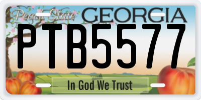 GA license plate PTB5577