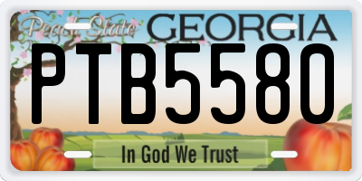 GA license plate PTB5580
