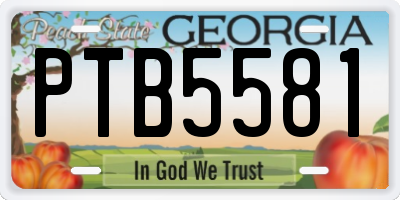 GA license plate PTB5581