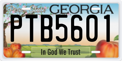 GA license plate PTB5601