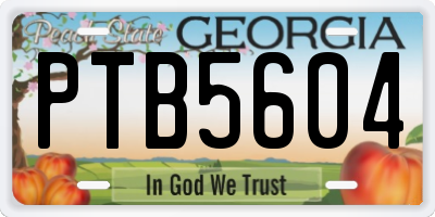 GA license plate PTB5604