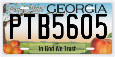 GA license plate PTB5605