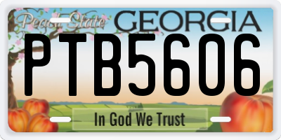 GA license plate PTB5606
