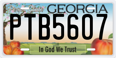 GA license plate PTB5607