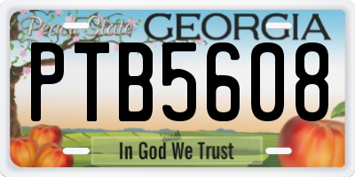 GA license plate PTB5608