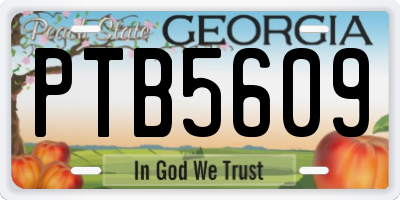 GA license plate PTB5609