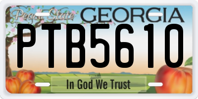 GA license plate PTB5610