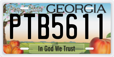 GA license plate PTB5611