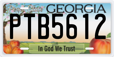 GA license plate PTB5612