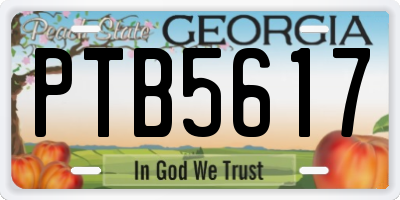 GA license plate PTB5617