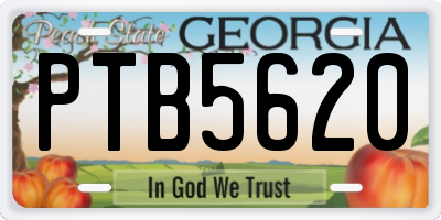 GA license plate PTB5620