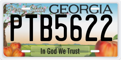 GA license plate PTB5622