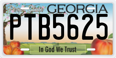 GA license plate PTB5625