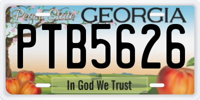 GA license plate PTB5626