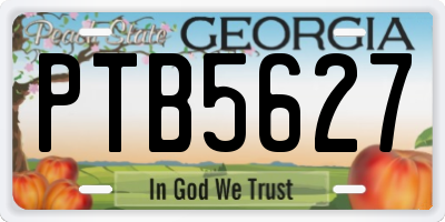 GA license plate PTB5627