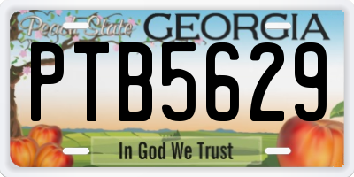 GA license plate PTB5629