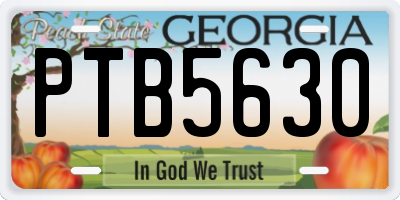 GA license plate PTB5630