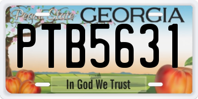 GA license plate PTB5631