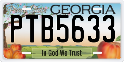 GA license plate PTB5633