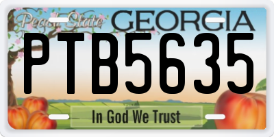 GA license plate PTB5635