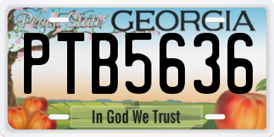 GA license plate PTB5636
