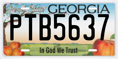 GA license plate PTB5637