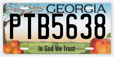 GA license plate PTB5638