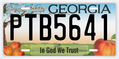 GA license plate PTB5641