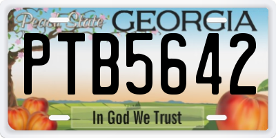 GA license plate PTB5642