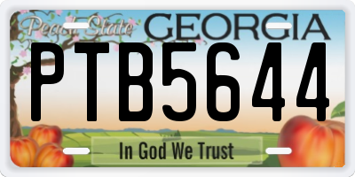 GA license plate PTB5644