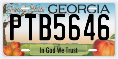 GA license plate PTB5646