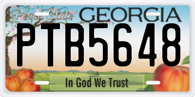 GA license plate PTB5648