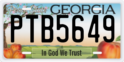 GA license plate PTB5649