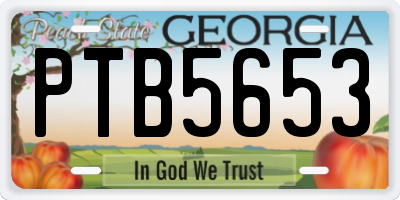GA license plate PTB5653