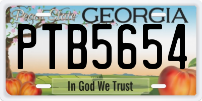GA license plate PTB5654