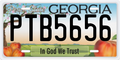 GA license plate PTB5656