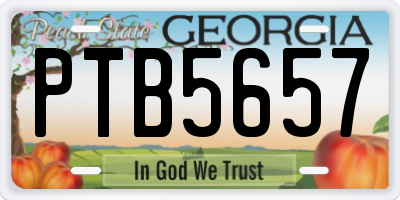GA license plate PTB5657