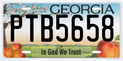 GA license plate PTB5658