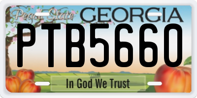 GA license plate PTB5660