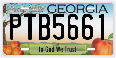 GA license plate PTB5661
