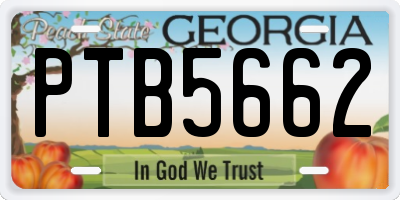 GA license plate PTB5662