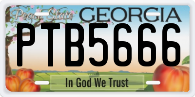 GA license plate PTB5666