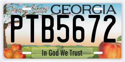 GA license plate PTB5672