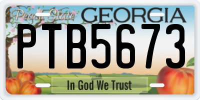 GA license plate PTB5673